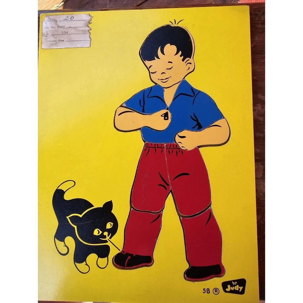 JUDY Instruco Vintage Wooden Puzzle Little Boy Dressing 9 Pieces Educational Kid